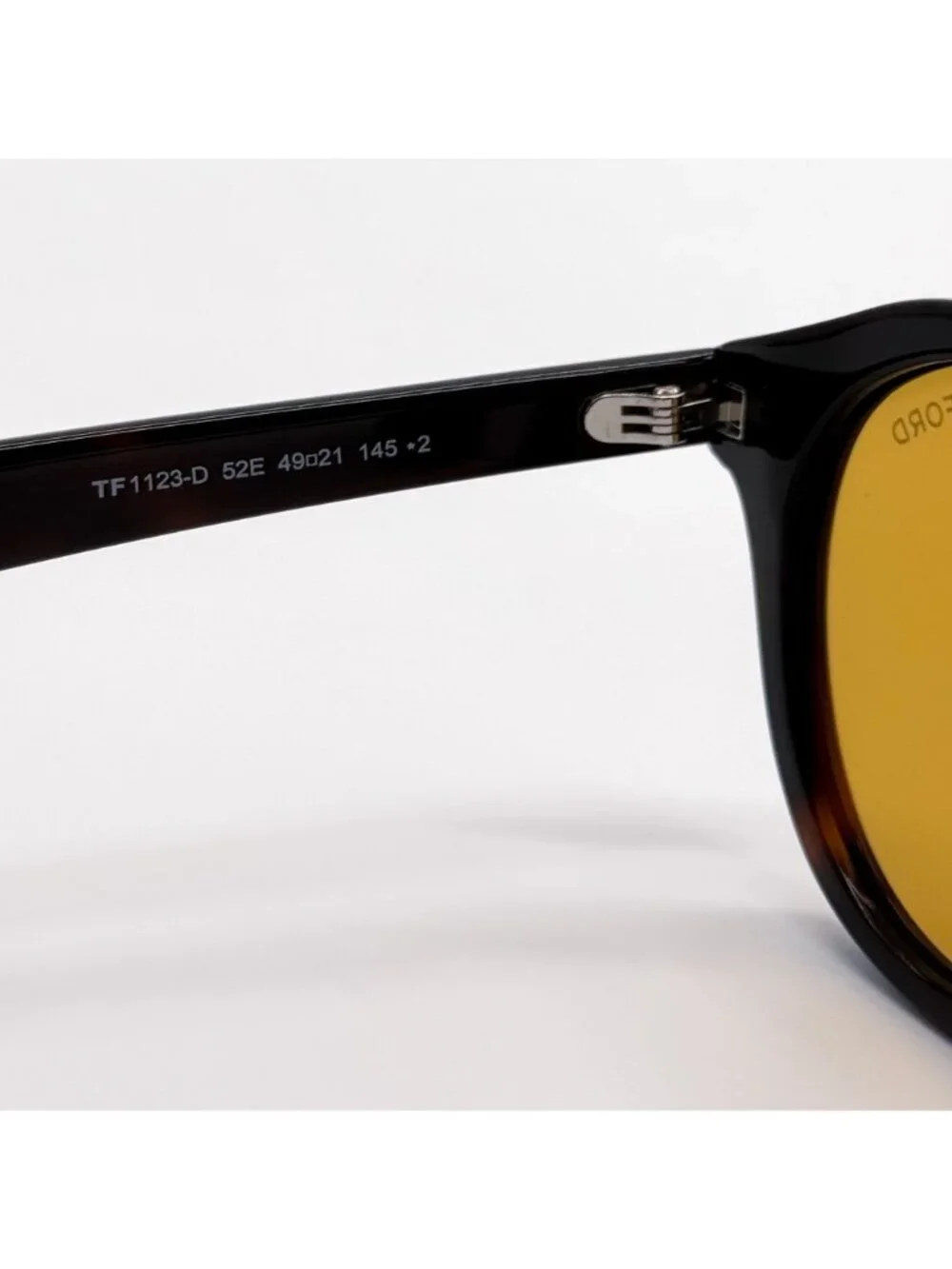 New Tom Ford TF1123 52E Round Black Yellow Men Sunglasses Authentic